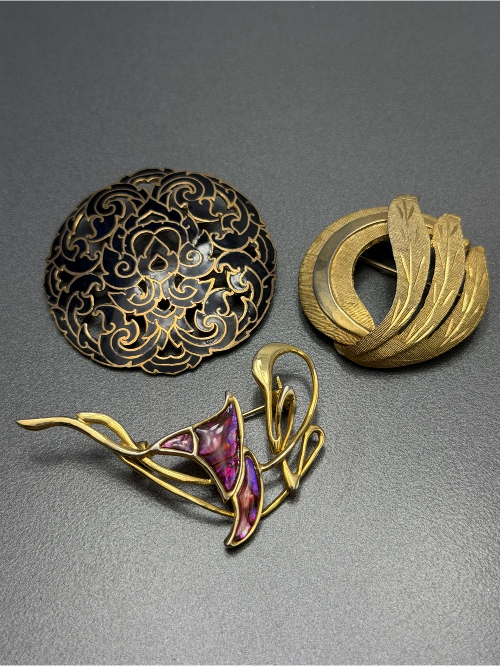 Three Vintage Signed Brooches